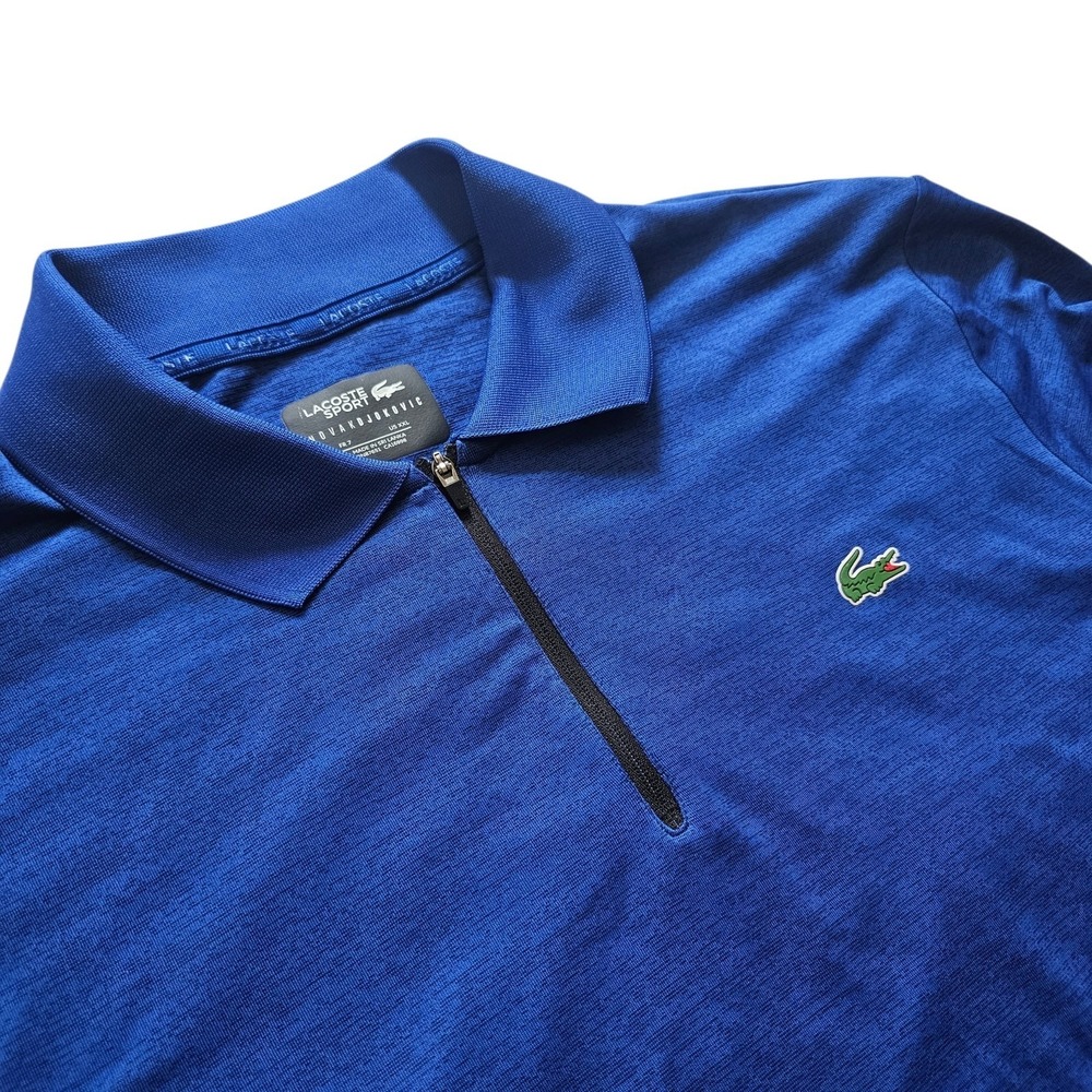 Lacoste Sport Novak Djokovic Blue 1/4 Zip Performance Tennis Polo Mens XXL‎